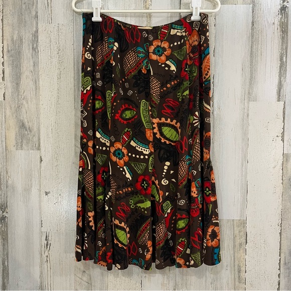 Choices 90s Y2K Style Brown with Design Midi Length Skirt super Stretchy - Picture 4 of 7